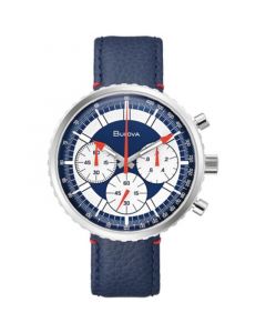 Men's Archive Series Chronograph C Blue Leather Strap Watch 46mm