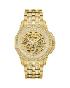 Men's Octava Automatic Crystal-Accent Gold-Tone Stainless Steel Bracelet Watch 41.7mm