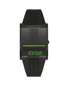 Men's Computron D-Cave Digital Black Silicone Strap Watch 31mm