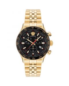 Men's Swiss Chronograph Hellenyium Gold Ion Plated Bracelet Watch 44mm