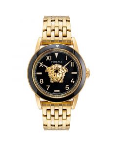 Men's Swiss V-Palazzo Gold Ion Plated Stainless Steel Bracelet Watch 43mm