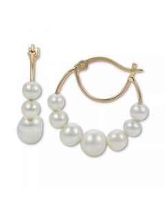 Cultured Freshwater Pearl (4 - 6-1/2mm) Graduated Hoop Earrings