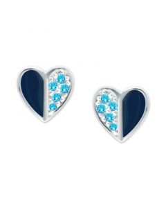 Cubic Zirconia & Enamel Heart Stud Earrings in Sterling Silver, Created for Macy's