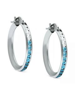 Cubic Zirconia Blue Ombré Small Hoop Earrings, 0.79", Created for Macy's