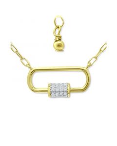 Cubic Zirconia Pavé Link Pendant Necklace in 18k Gold-Plated Sterling Silver, 16" + 2" extender, Created for Macy's