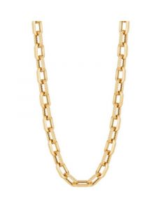 Polished & Textured Link 18" Collar Necklace in 10k Gold