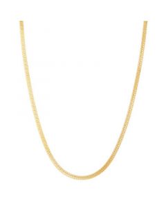 Reversible Polished & Greek Key Herringbone Link Chain Necklace in 10k Gold, 16" + 2" extender