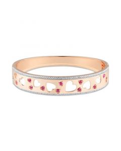 Ruby (1/2 ct. t.w.) & White Topaz (1 ct. t.w.) Cut-Out Heart Bangle Bracelet in  18k Rose Gold-Plated Sterling Silver