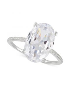 Cubic Zirconia Oval Statement Ring in Sterling Silver