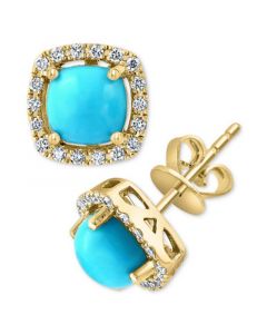 EFFY® Turquoise & Diamond (1/5 ct. t.w.) Stud Earrings in 14k Gold