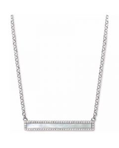 Mother-of-Pearl & Lab-Created White Sapphire (5/8 ct. t.w.) Bar Pendant Necklace in Sterling Silver, 16" + 2" extender (Also in Onyx)