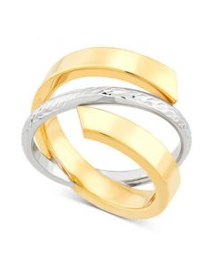 Crisscross Open Style Statement Ring in 10k Two-Tone Gold