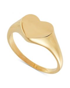 Polished Signet Heart Ring in 10k Gold