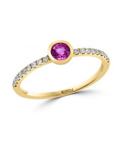 EFFY® Pink Sapphire (1/3 ct. t.w.) & Diamond (1/8 ct. t.w.) Bezel Ring in 14k Gold