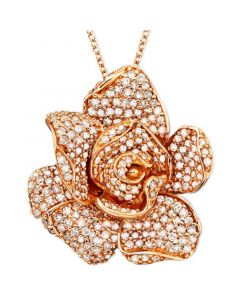 Pavé Rose by EFFY® Diamond Flower Pendant Necklace in 14k Rose Gold (1 1/3 ct. t.w.)