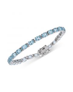 Blue Topaz Oval Tennis Bracelet (12 ct. t.w.) in Sterling Silver