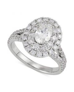 Diamond Oval-Cut Halo Engagement Ring (2 ct. t.w.) in 14k White Gold