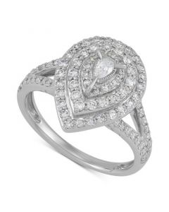 Diamond Pear Multi-Halo Engagement Ring (3/4 ct. t.w.) in 14k White Gold