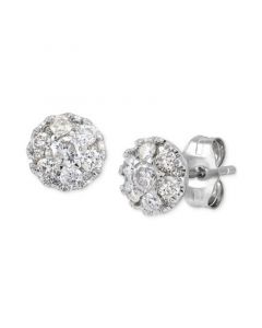 Diamond Cluster Stud Earrings (1/2 ct. t.w.) in 14k White Gold