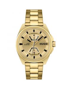 Men's Expose Gold Ion Plated Steel Bracelet Watch 44mm