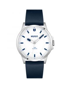 First Men's Blue Leather Strap Watch 43mm