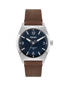 Make Men's Brown Leather Strap Watch 42mm