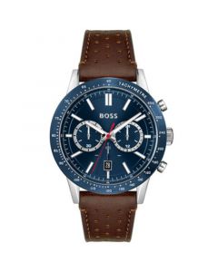 Allure Men's Chronograph Brown Leather Strap Watch 44mm