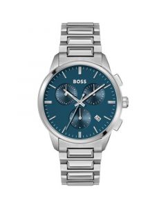 Dapper Men's Chronograph Silver-Tone Stainless Steel Bracelet Watch 43mm