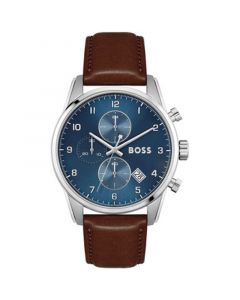 Skymaster Men's Chronograph Brown Leather Strap Watch 44mm