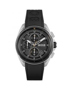 Volane Men's Chronograph Black Silicone Strap Watch 44mm