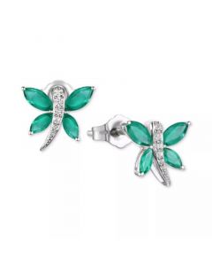 Sapphire (7/8 ct. t.w.) & Diamond (1/20 ct. t.w.) Butterfly Stud Earrings in Sterling Silver (Also in Ruby & Emerald)