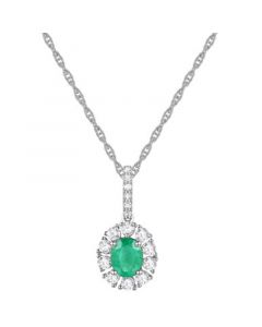 Sapphire (1/2 ct. t.w.) & Diamond (1/4 ct. t.w.) Halo 18" Pendant Necklace in Sterling Silver (Also in Ruby)