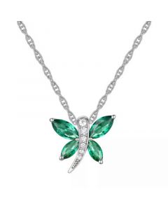 Sapphire (5/8 ct. t.w.) & Diamond Accent Dragonfly 18" Pendant Necklace in Sterling Silver (Also in Emerald & Ruby)