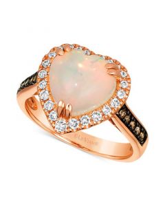 Neopolitan Opal (1-7/8 ct. t.w.) & Diamond (1/3 ct. t.w.) Heart Ring in 14k Rose Gold