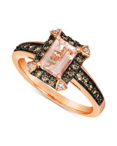 Peach Morganite (5/8 ct. t.w.) & Diamond (3/8 ct. t.w.) Halo Ring in 14k Rose Gold