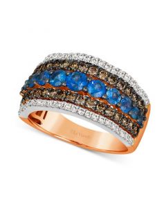 Chocolatier® Blueberry Sapphire (1-1/6 ct. t.w.) & Diamond (7/8 ct. t.w.) Multirow Ring in 14k Rose Gold