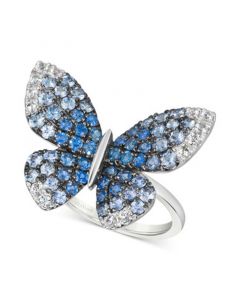 Denim Ombré (1-3/4 ct. t.w.) & White Sapphire (1/3 ct. t.w.) Butterfly Ring in 14k White Gold