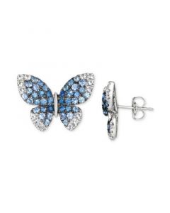 Denim Ombré (1-3/4 ct. t.w.) & White Sapphire (1/2 ct. t.w.) Butterfly Stud Earrings in 14k White Gold