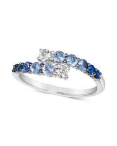 Denim Ombré (5/8 ct. t.w.) & White Sapphire (1/5 ct. t.w.) Bypass Statement Ring in 14k White Gold