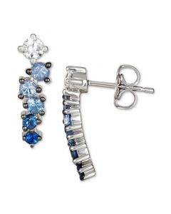 Denim Ombré (5/8 ct. t.w.) & White Sapphire (1/5 ct. t.w.) Stud Earrings in 14k White Gold