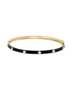 EFFY® Diamond & Black Enamel Bangle Bracelet (1/4 ct. t.w.) in 14k Gold