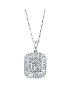 EFFY® Diamond Halo Cluster 18" Pendant Necklace (1 ct. t.w.) in 14k White Gold