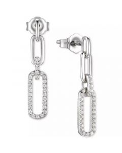 Cubic Zirconia Link Drop Earrings in Sterling Silver or 14k Gold-Plated Sterling Silver