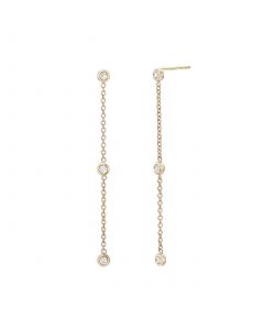 Triple Bezel Diamond Drop Earrings