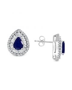 EFFY® Sapphire (1-3/8 ct. t.w.) & Diamond (5/8 ct. t.w.) Halo Stud Earrings in 14k White Gold