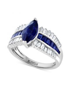 EFFY® Sapphire (2-3/8 ct. t.w.) & Diamond (1/2 ct. t.w.) Marquise Statement Ring in 14k White Gold