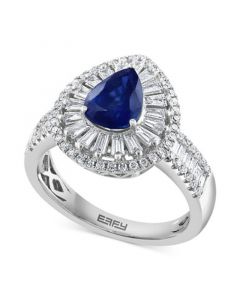 EFFY® Sapphire (1 ct. t.w.) & Diamond (5/8 ct. t.w.) Halo Ring in 14k White Gold