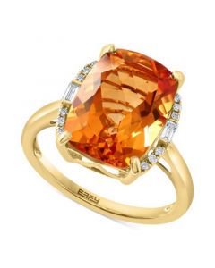 EFFY® Citrine (6-1/10 ct.t.w.) & Diamond (1/10 ct. t.w.) Halo Ring in 14k Gold