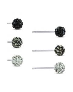 3-Pc. Set Crystal Ball Stud Earrings in Sterling Silver, Created for Macy's