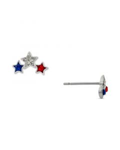 Multicolor Crystal Triple Star Stud Earrings in Sterling Silver, Created for Macy's